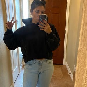 Black Crop Hoodie - ZARA